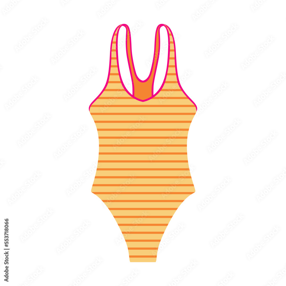 Obraz premium Monokini swimsuit for women. Vector illustration of stylish beachwear, bikini top and bottom isolated on white