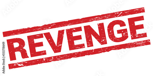 REVENGE text on red rectangle stamp sign.