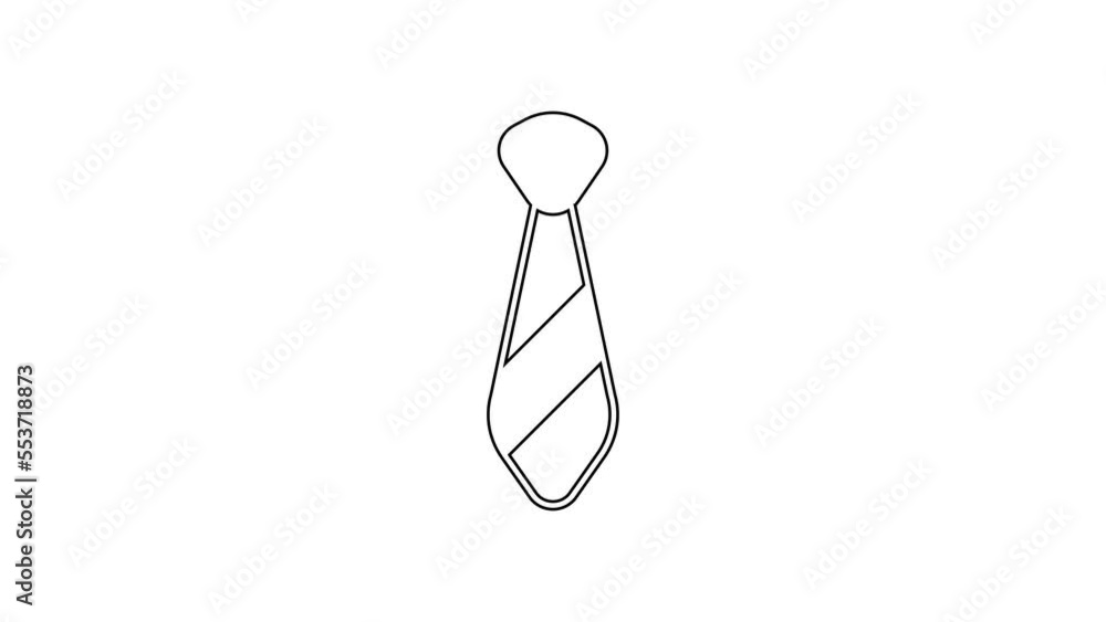 Black line Tie icon isolated on white background. Necktie and neckcloth symbol. 4K Video motion graphic animation Black line Tie icon isolated on white background. Necktie and neckcloth symbol. 4K Video motion graphic animation
