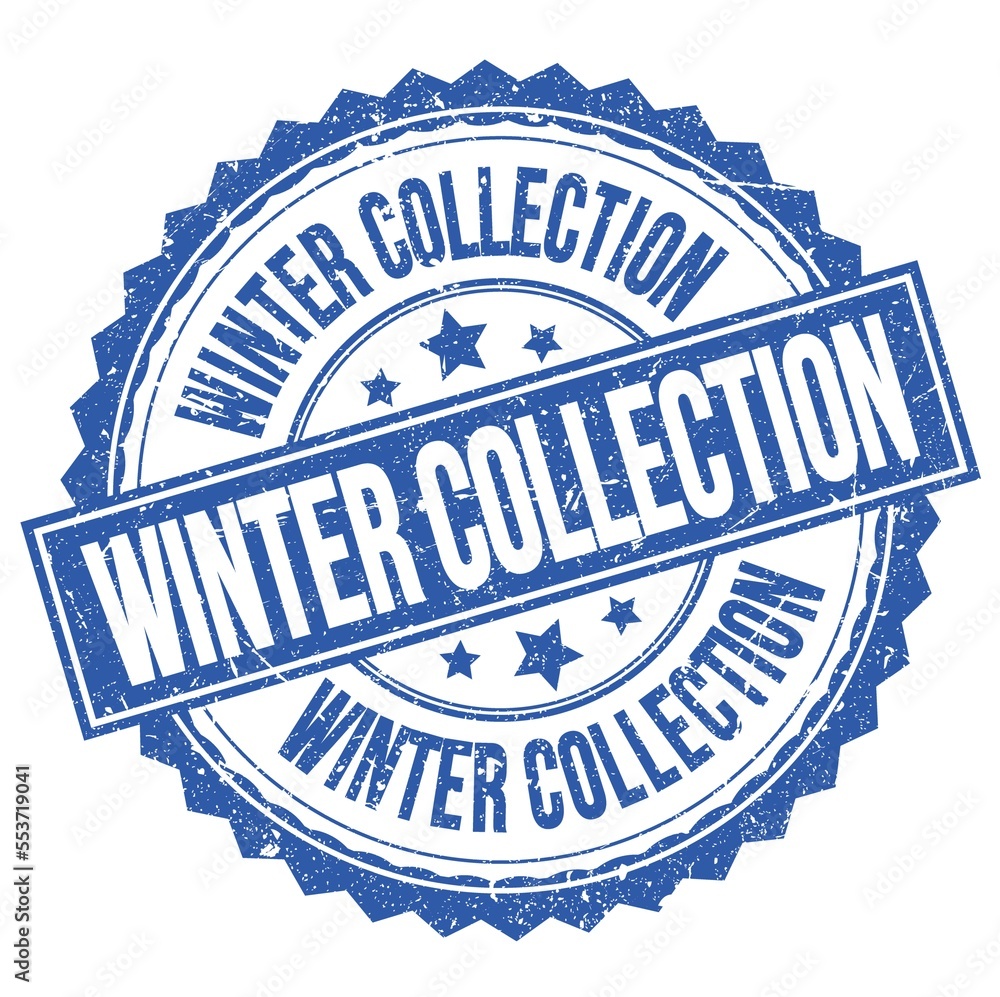 Fototapeta premium WINTER COLLECTION text on blue round stamp sign