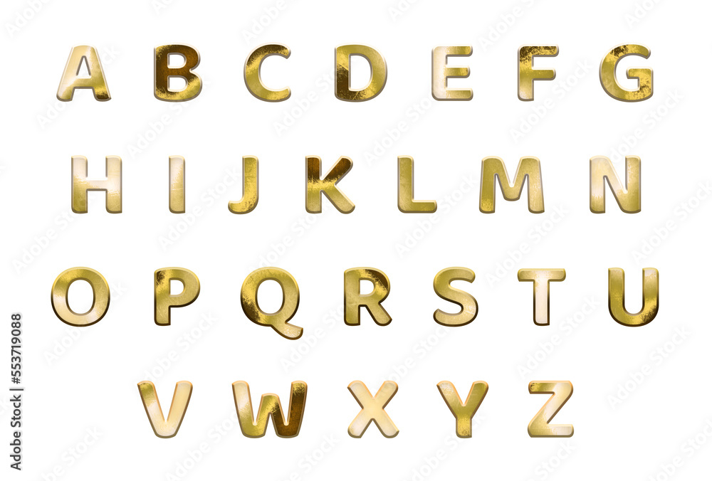 Golden English Alphabet, uppercase letters. ABC Golden English Alphabet, uppercase letters. ABC