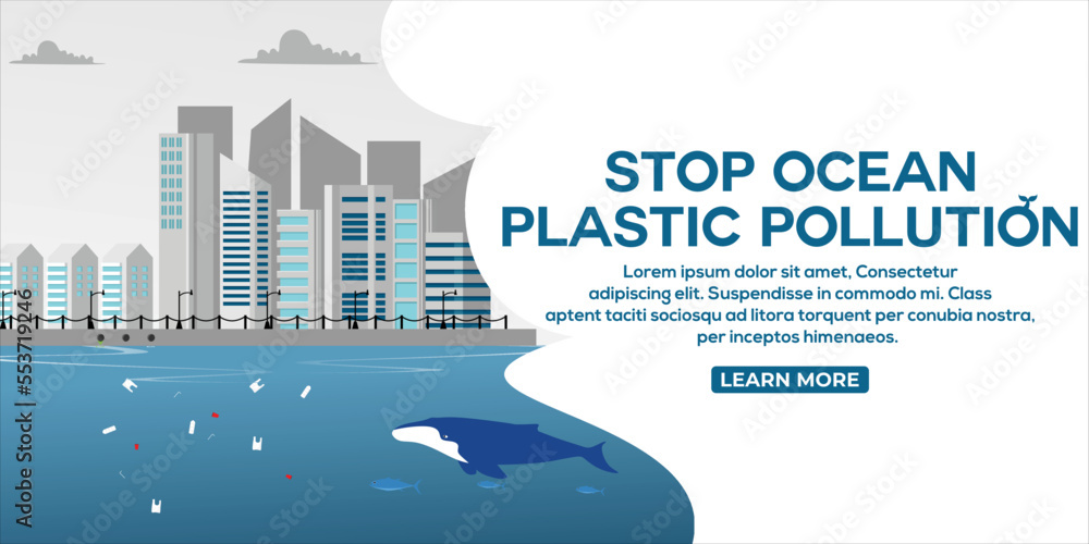 Obraz premium flat style stop polluting the environment for banner and social media post
