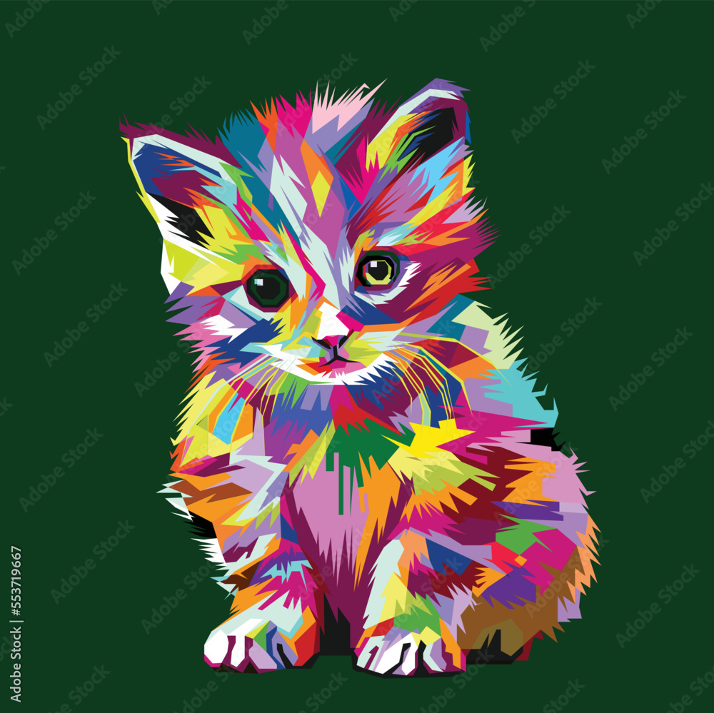 cute cat pop art Free Vector
