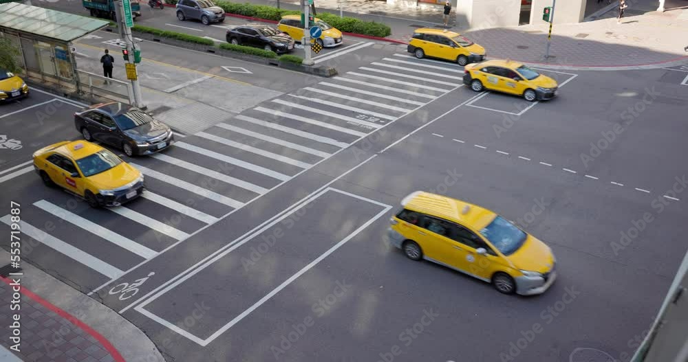 Top view of Taipei city traffic Top view of Taipei city traffic