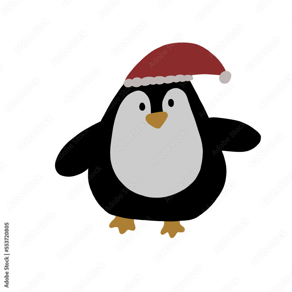 Fototapeta premium penguin with santa claus hat
