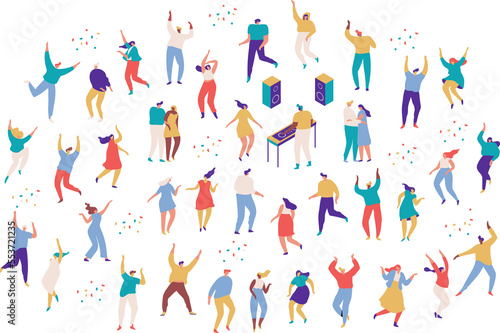 Dancing  people, party flat  illustration