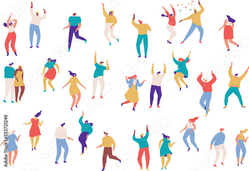 Dancing people, party flat illustration