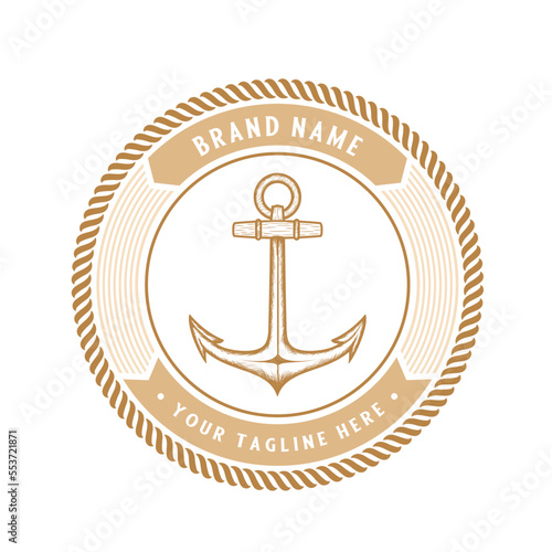 Sticker label emblem logo design. anchor icon.