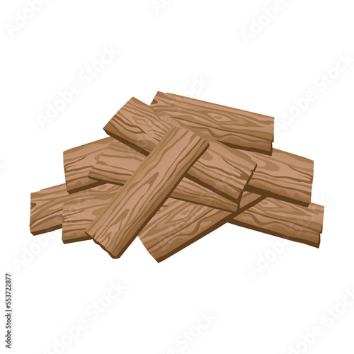 Heap of wooden plank cartoon vector illustration. Piles of stones, wooden planks, sand, metal isolated on white background