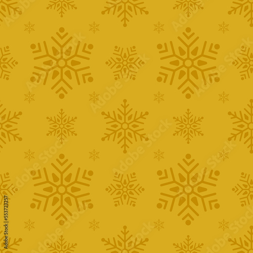 Winter gold pattern with snowflakes, Merry Christmas