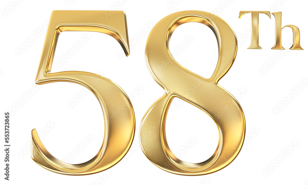 anniversary Golden 58 Number 3D Rendering anniversary Golden 58 Number 3D Rendering