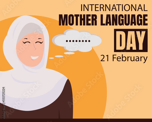 illustration vector graphic of a muslim woman is smiling, perfect for international day, mother language day, celebrate, greeting card, etc.