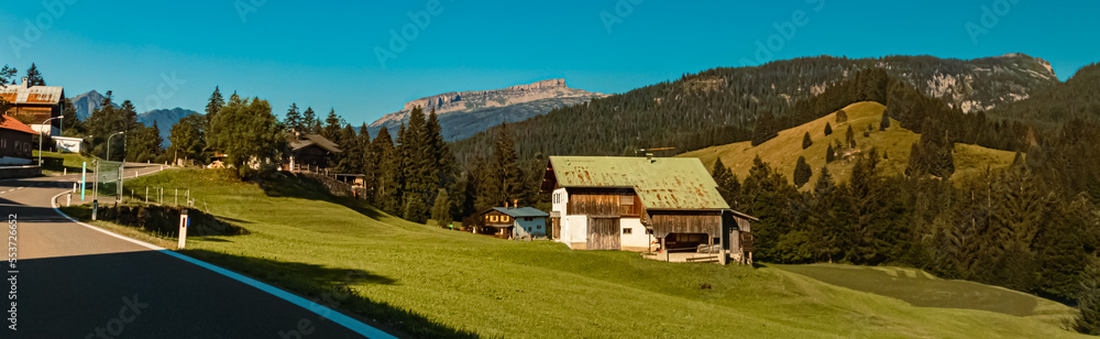 Beautiful alpine summer view with the famous Hoher Ifen summit, Kleinwalsertal valley, Riezlern, Vorarlberg, Austria