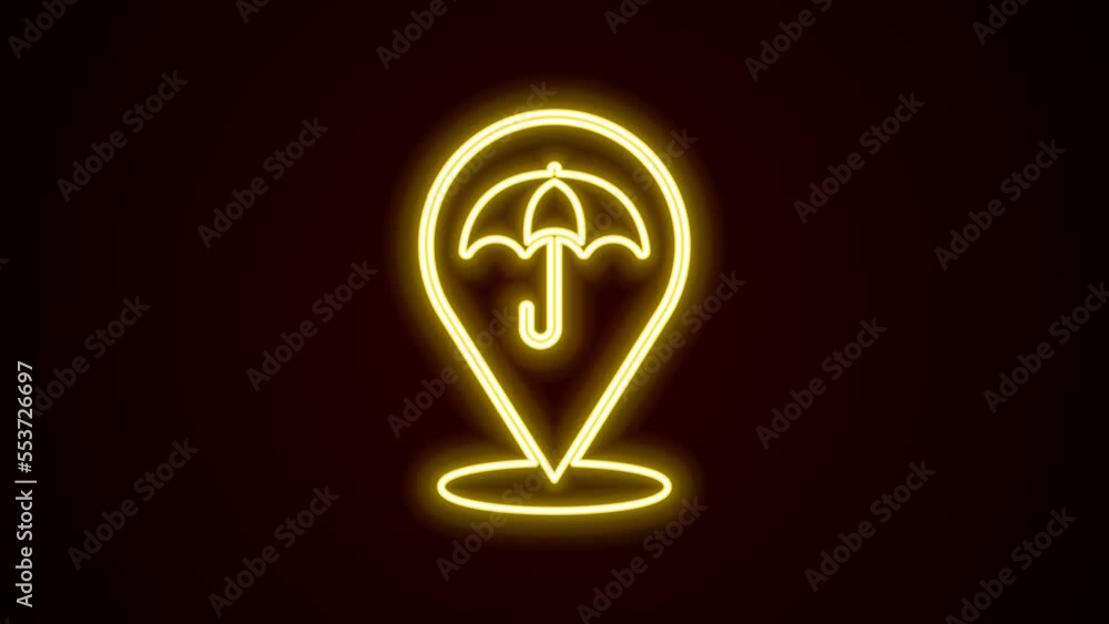 Glowing neon line Umbrella icon isolated on black background. Insurance concept. Waterproof icon. Protection, safety, security concept. 4K Video motion graphic animation Glowing neon line Umbrella icon isolated on black background. Insurance concept. Waterproof icon. Protection, safety, security concept. 4K Video motion graphic animation