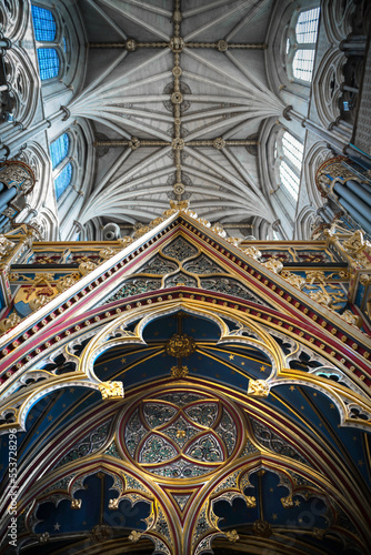 Entrance to the  High Altar by George Gilbert Scott 1867 in Collegiate Church of Saint Peter in Westminster Abbey. London  UK