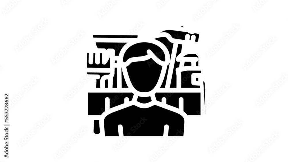 handymen repair service worker line icon animation handymen repair service worker line icon animation