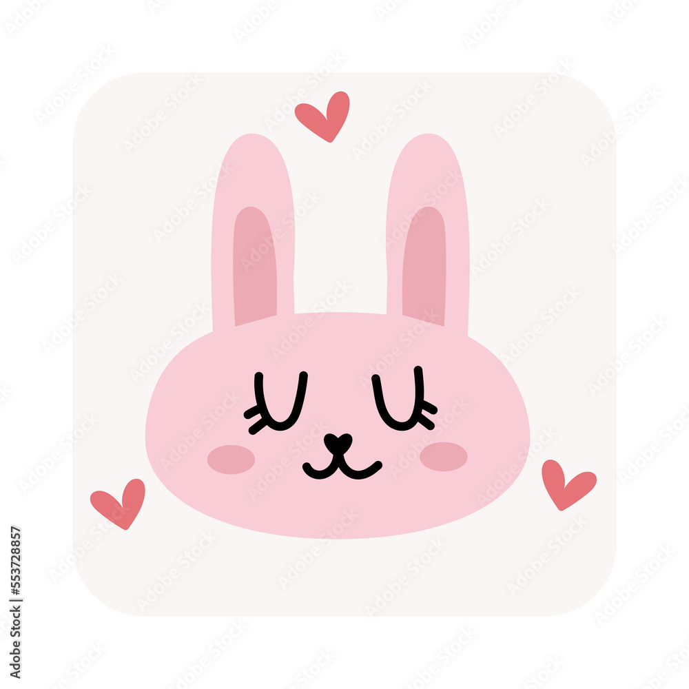 Pink rabbit girl vector cute kawaii illustration for print. Easter Bunny, Christmas, Valentine's Day. Pink rabbit girl vector cute kawaii illustration for print. Easter Bunny, Christmas, Valentine's Day.