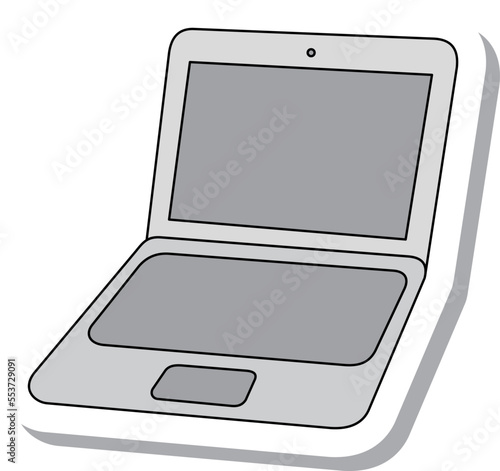 ステッカー風の単品アイコン　ノートパソコン