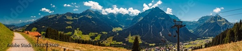High resolution stitched panorama at the famous Zafernalift, Kleinwalsertal valley, Mittelberg, Vorarlberg, Austria © Martin Erdniss