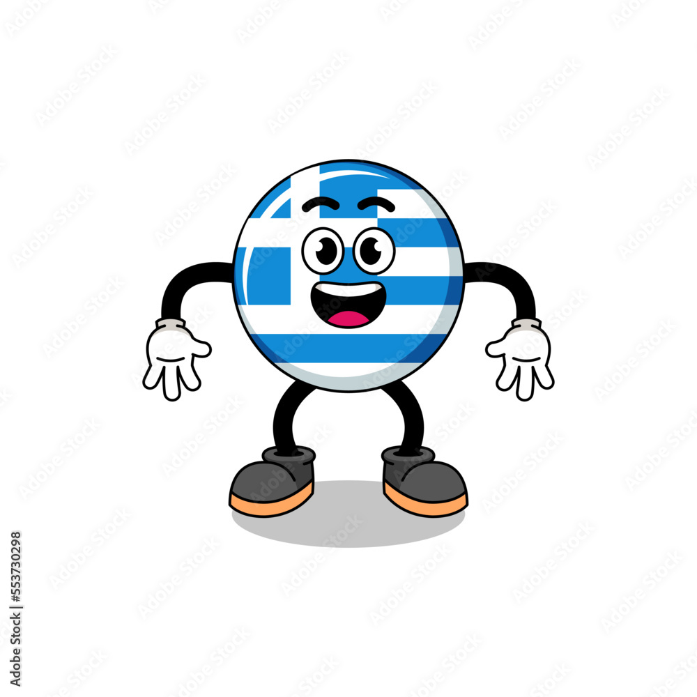 greece flag cartoon with surprised gesture greece flag cartoon with surprised gesture