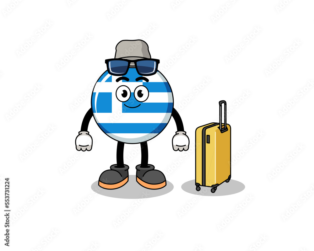 greece flag mascot doing vacation greece flag mascot doing vacation