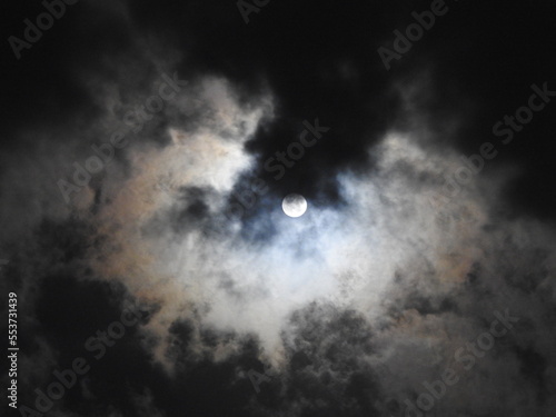 Beauty of full moon in the dark sky