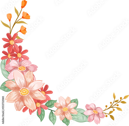 Orange Flower Arrangement with watercolor style © niloka studio