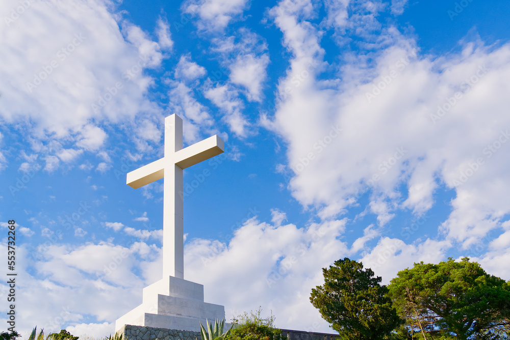 Cross on the hill at Marjan park in Split. Croatia. Monument cross of christ the savior. Cross on the hill at Marjan park in Split. Croatia. Monument cross of christ the savior.