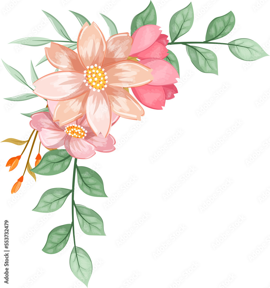 Fototapeta premium Orange Flower Arrangement with watercolor style