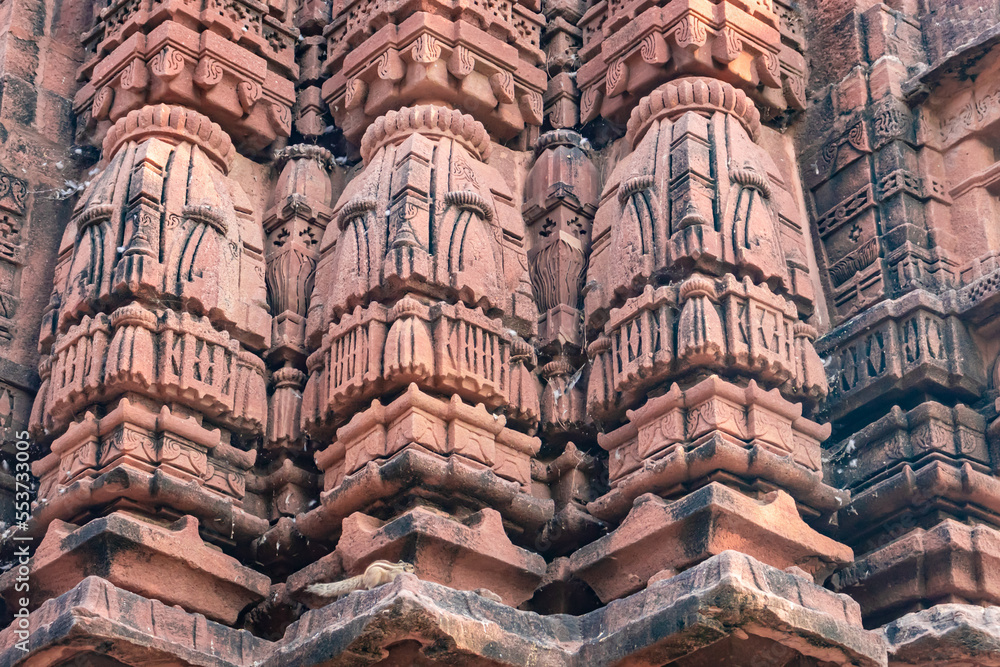 ancient hindu temple architecture from unique angle at day