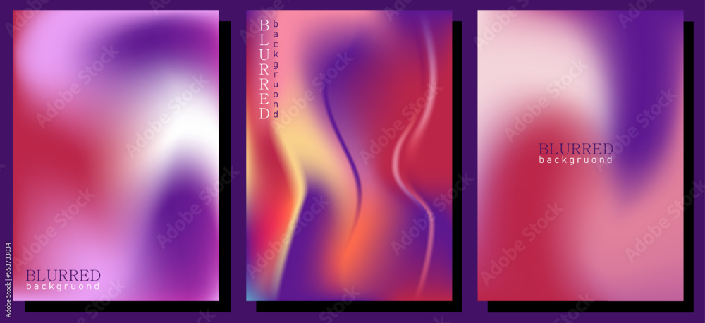 Fototapeta premium Blurred backgrounds set with modern viva magenta color gradient patterns. Templates collection for brochures, posters, banners, flyers and cards. Vector illustration