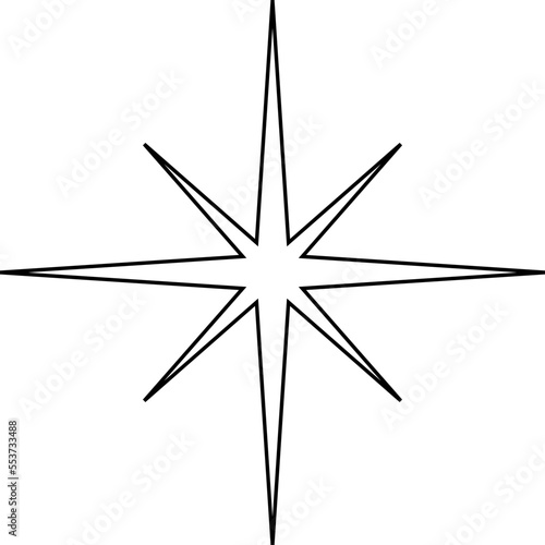 Black line sparkles symbol. Vector stars sparkle icon. Bright firework  decoration twinkle  shiny flash. Glowing light effect.