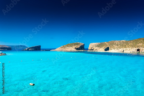 Amazing crystal clear water in the Blue Lagoon of Comino Island, Malta
