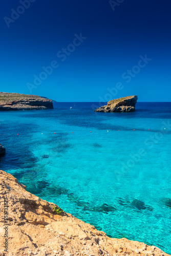 Amazing crystal clear water in the Blue Lagoon of Comino Island,  Malta © Stefano Zaccaria