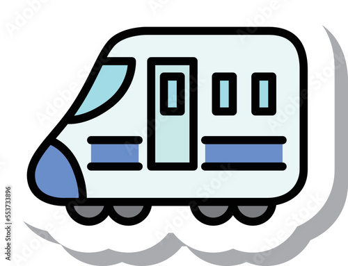 ステッカー風の単品乗り物イラスト　高速電車