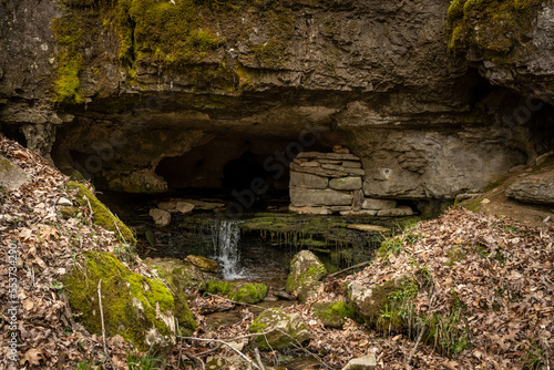 Creek Flows From Small Cave Entrance In Mammoth Cave