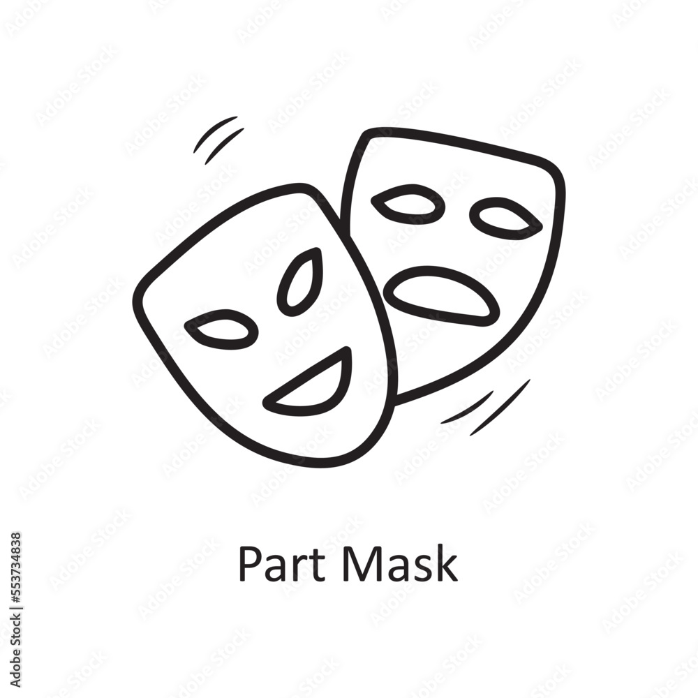 Part Mask vector outline Icon Design illustration. Party and Celebrate Symbol on White background EPS 10 File Part Mask vector outline Icon Design illustration. Party and Celebrate Symbol on White background EPS 10 File