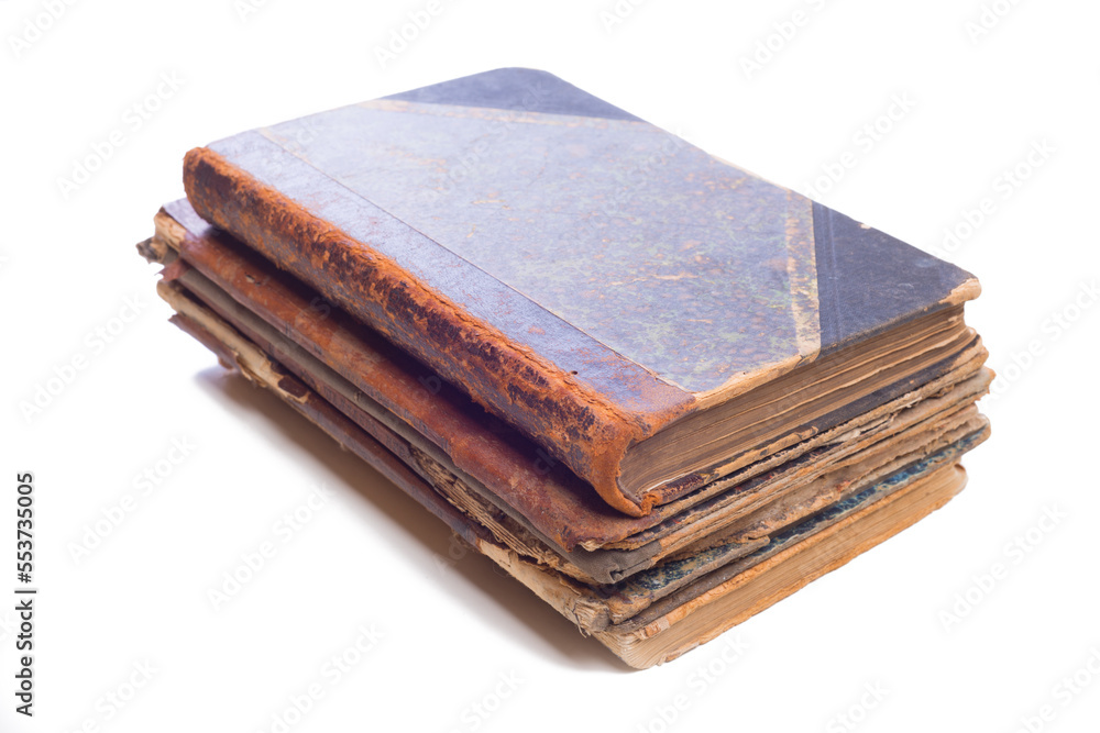 Stack of old books isolated on white background Stack of old books isolated on white background