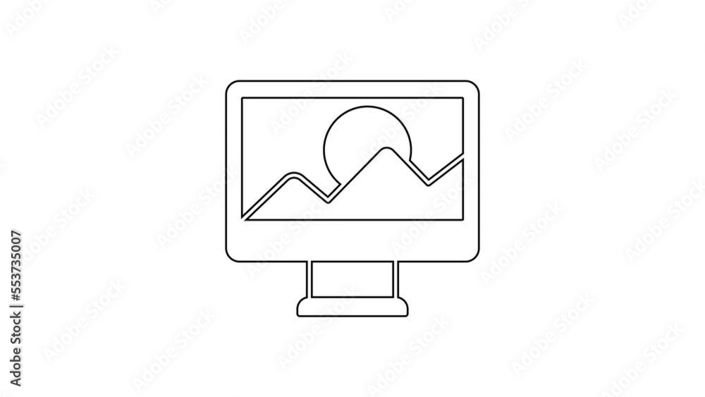 Black line Photo retouching icon isolated on white background. Photographer, photography, retouch icon. 4K Video motion graphic animation Black line Photo retouching icon isolated on white background. Photographer, photography, retouch icon. 4K Video motion graphic animation