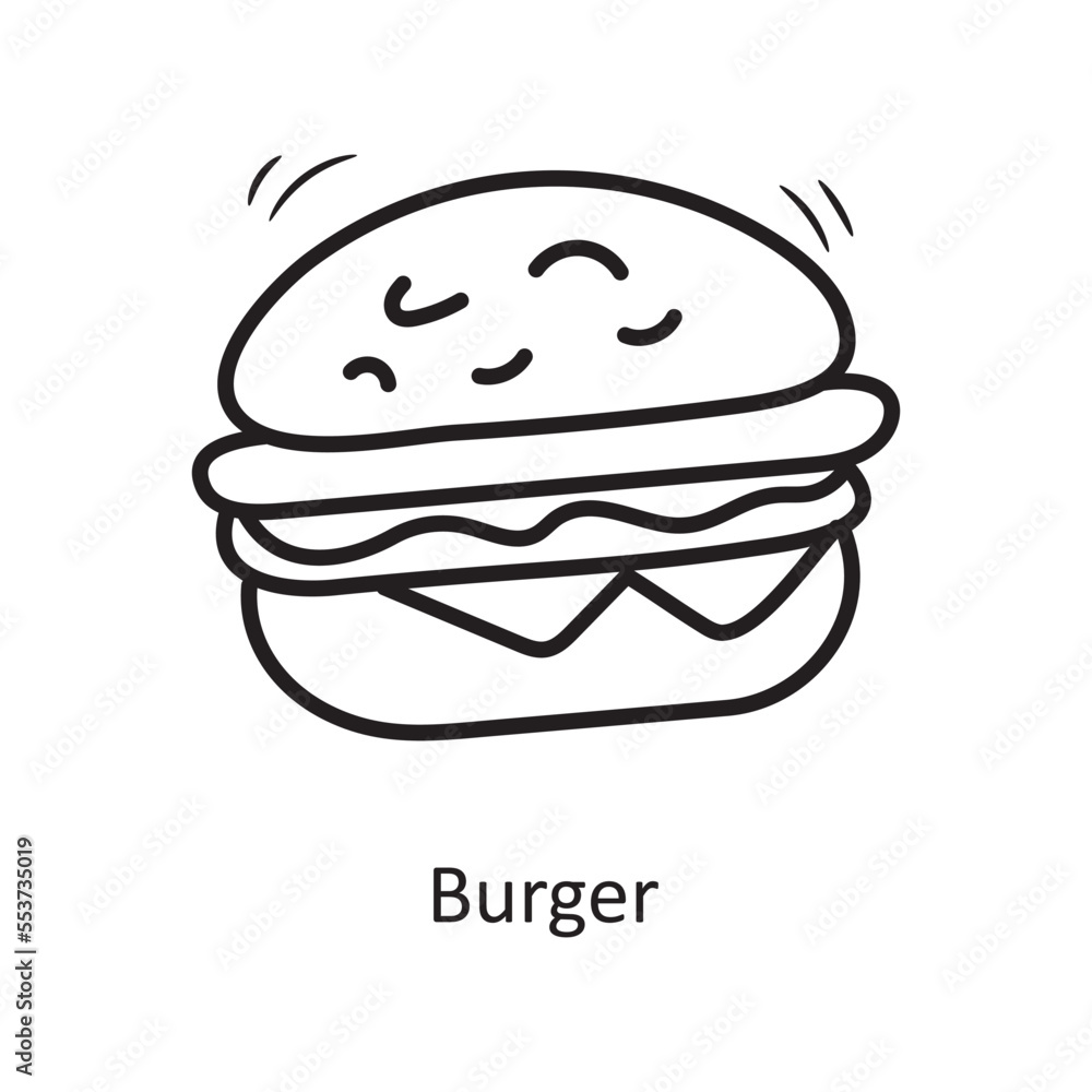 Burger vector outline Icon Design illustration. Party and Celebrate Symbol on White background EPS 10 File Burger vector outline Icon Design illustration. Party and Celebrate Symbol on White background EPS 10 File
