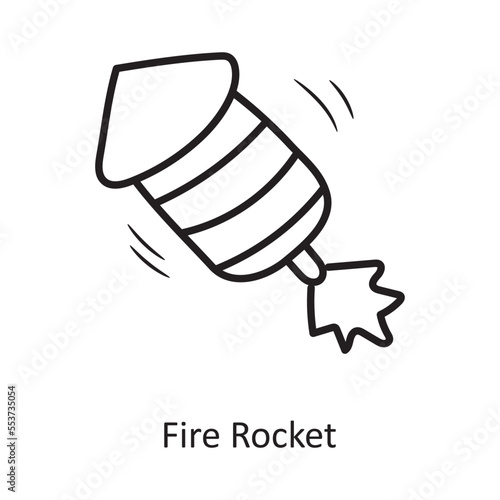 Fire Rocket vector outline Icon Design illustration. Party and Celebrate Symbol on White background EPS 10 File