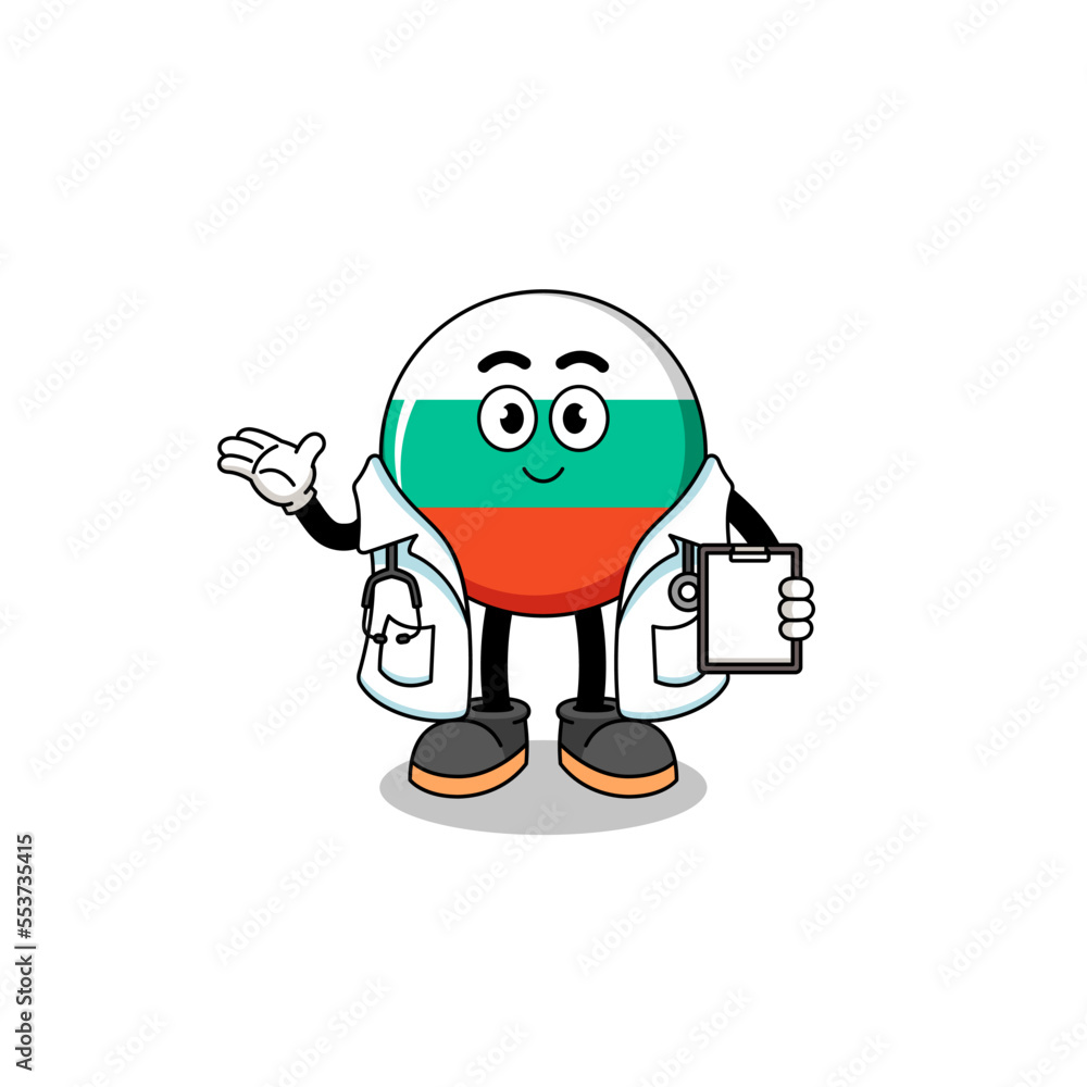 Cartoon mascot of bulgaria flag doctor Cartoon mascot of bulgaria flag doctor