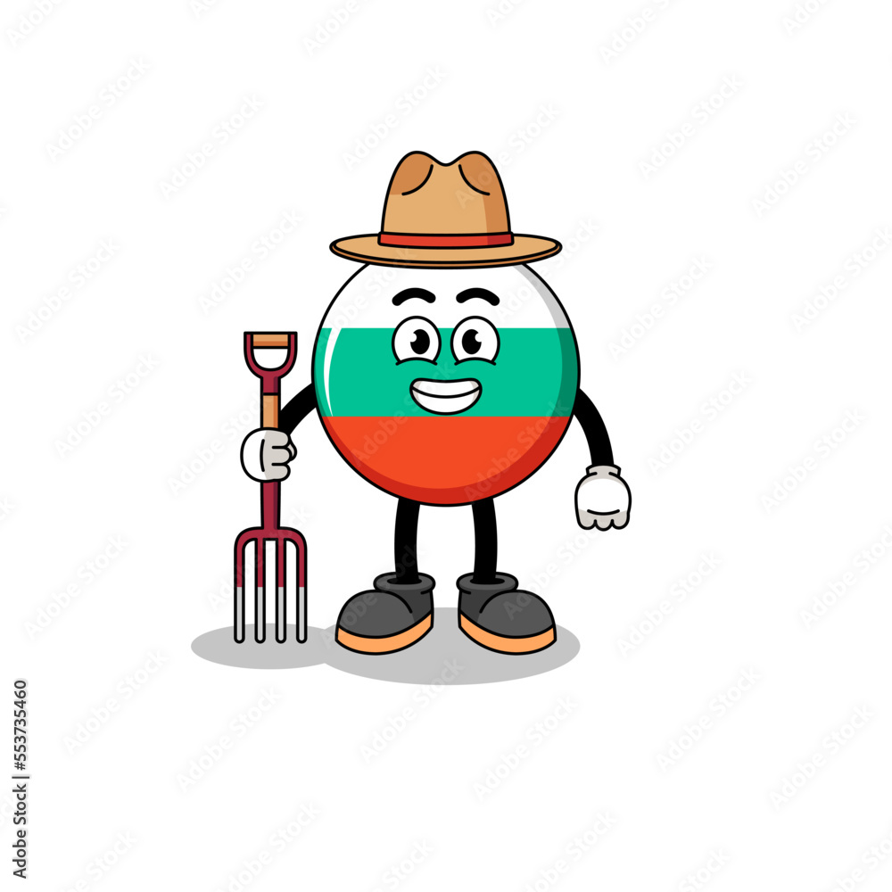 Cartoon mascot of bulgaria flag farmer Cartoon mascot of bulgaria flag farmer