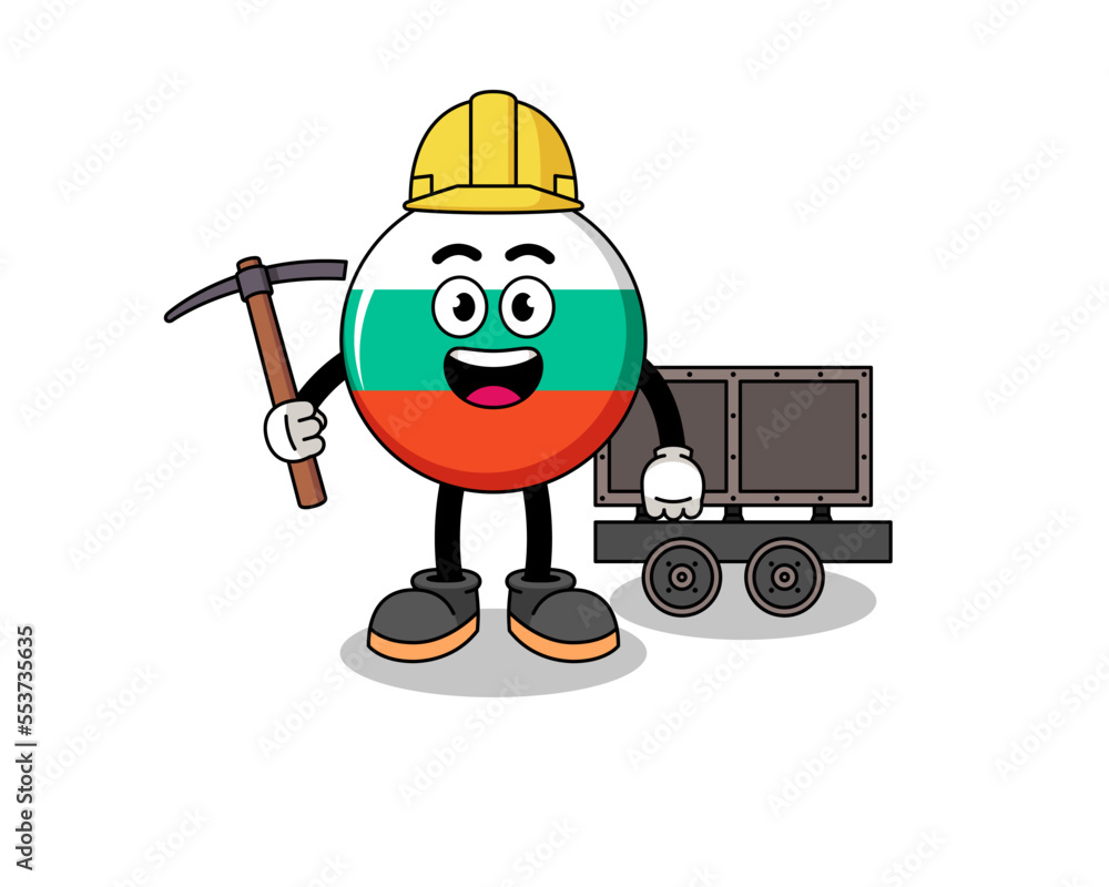 Mascot Illustration of bulgaria flag miner Mascot Illustration of bulgaria flag miner