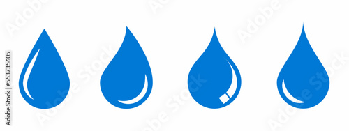 Water drop icon. Blue water drop icon set. Stock vector.
