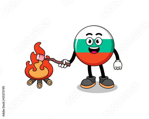 Illustration of bulgaria flag burning a marshmallow