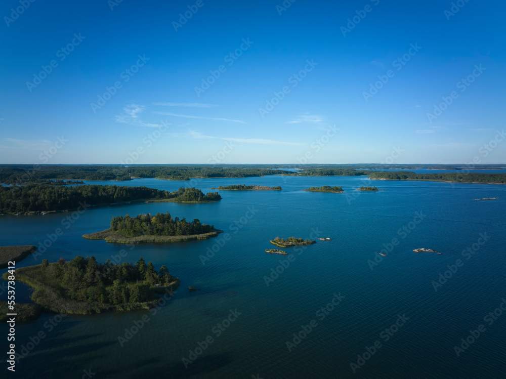 View of small islands in lake