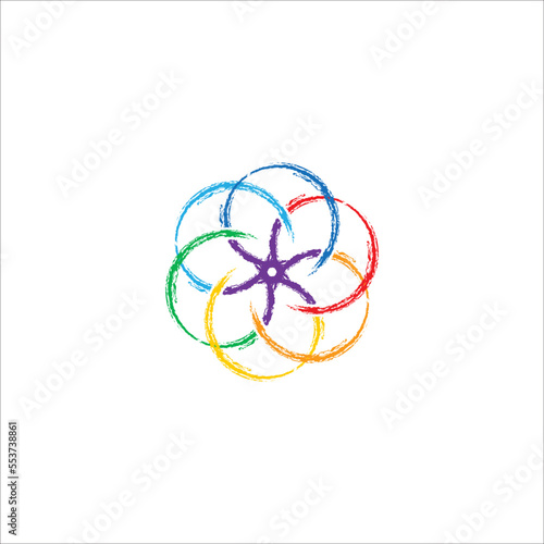 meditation and yoga logo with seven colors of aura energy