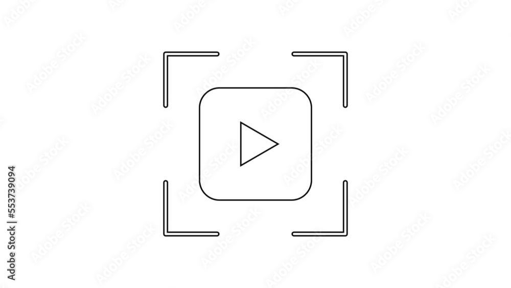 Black line Camera focus frame line icon isolated on white background. 4K Video motion graphic animation Black line Camera focus frame line icon isolated on white background. 4K Video motion graphic animation