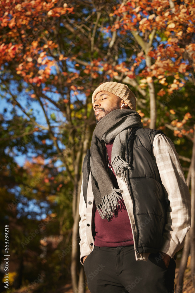 Man relaxing at autumn day Man relaxing at autumn day